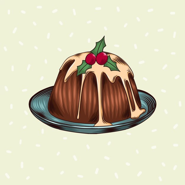 Dibujado a mano ilustración de pudín de navidad