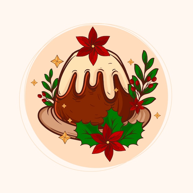 Vector gratuito dibujado a mano ilustración de pudín de navidad