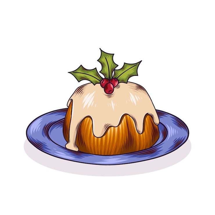 Vector gratuito dibujado a mano ilustración de pudín de navidad