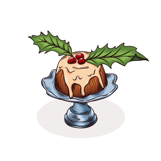 Dibujado a mano ilustración de pudín de navidad