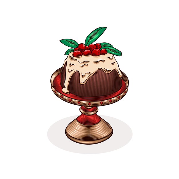 Dibujado a mano ilustración de pudín de navidad