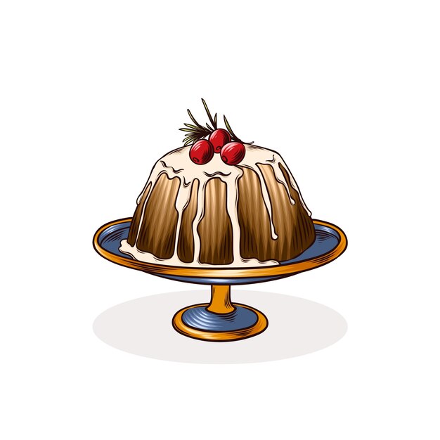 Dibujado a mano ilustración de pudín de navidad
