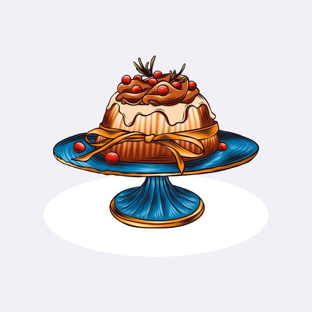 Dibujado a mano ilustración de pudín de navidad