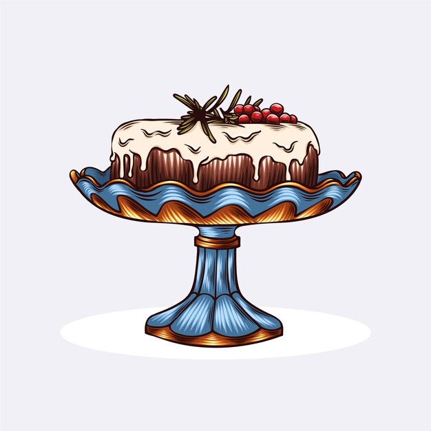 Dibujado a mano ilustración de pudín de navidad