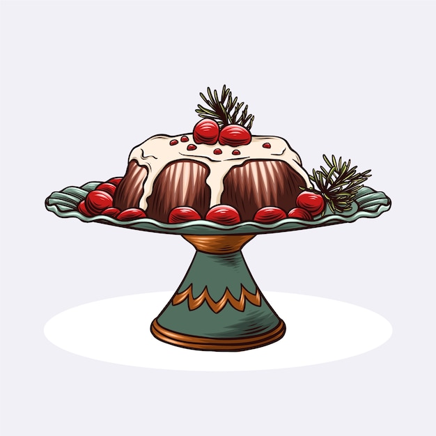 Dibujado a mano ilustración de pudín de navidad