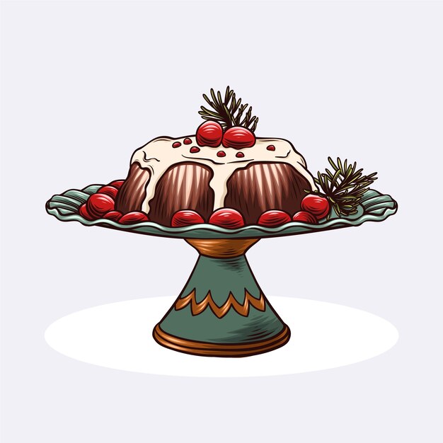 Dibujado a mano ilustración de pudín de navidad