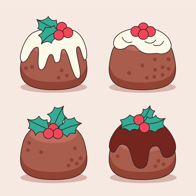 Dibujado a mano ilustración de pudín de navidad