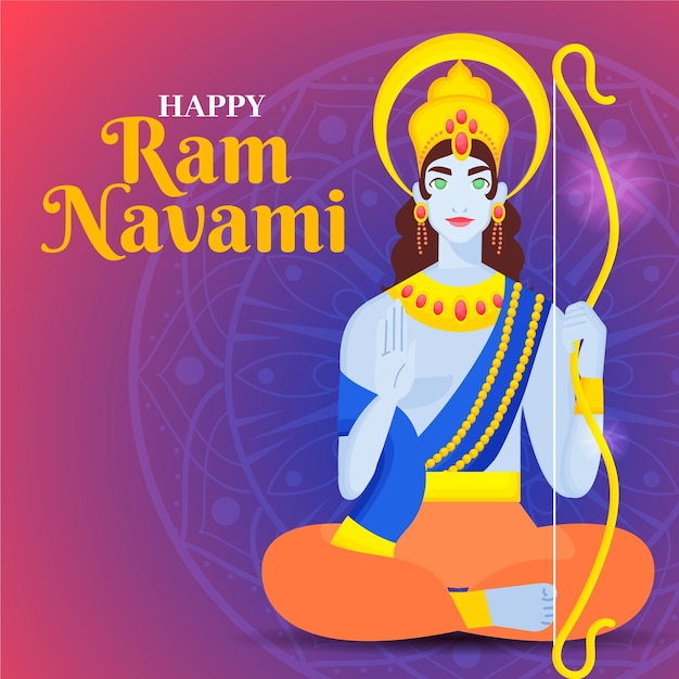 Dibujado a mano ilustración de ram navami