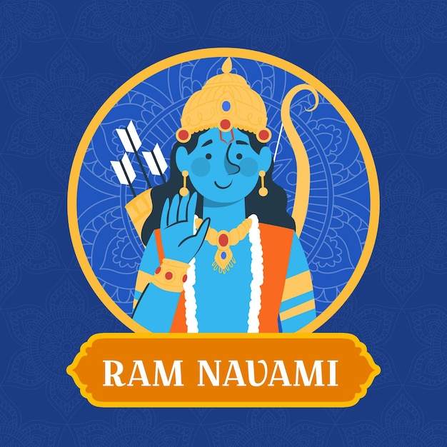 Dibujado a mano ilustración de ram navami