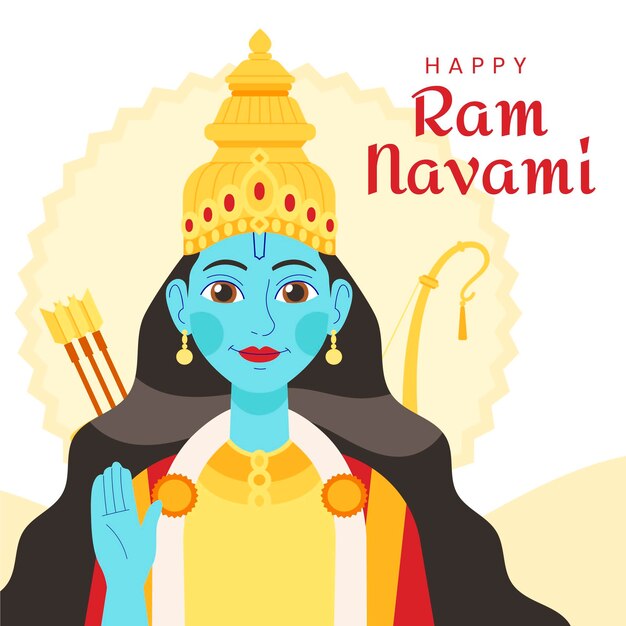 Dibujado a mano ilustración de ram navami