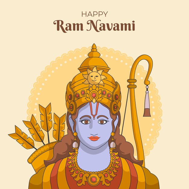 Dibujado a mano ilustración de ram navami