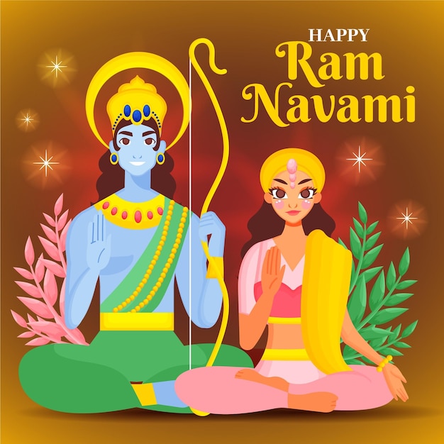 Dibujado a mano ilustración de ram navami