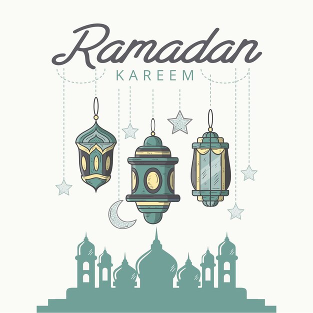 Dibujado a mano ilustración de ramadan kareem