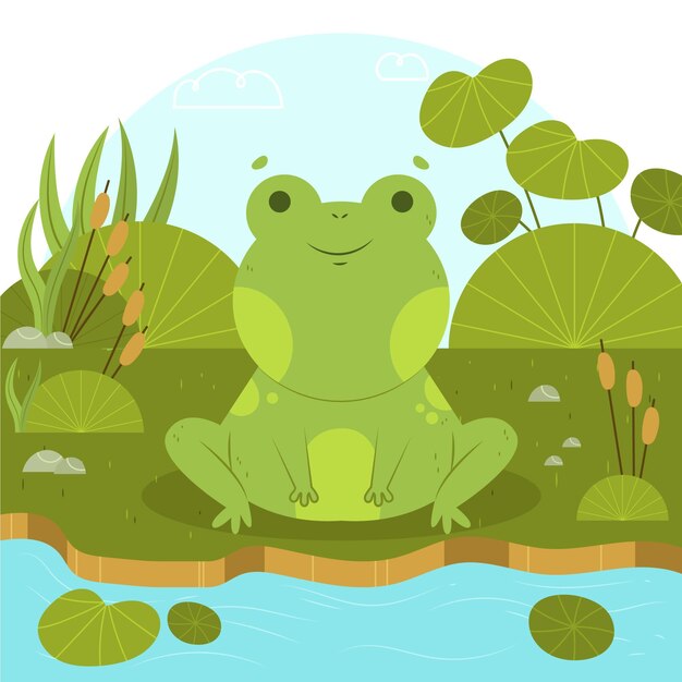 Dibujado a mano ilustración de rana sonriente