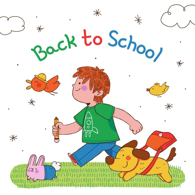 Dibujado a mano ilustración de regreso a la escuela