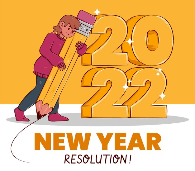 Dibujado a mano ilustración de resoluciones de año nuevo
