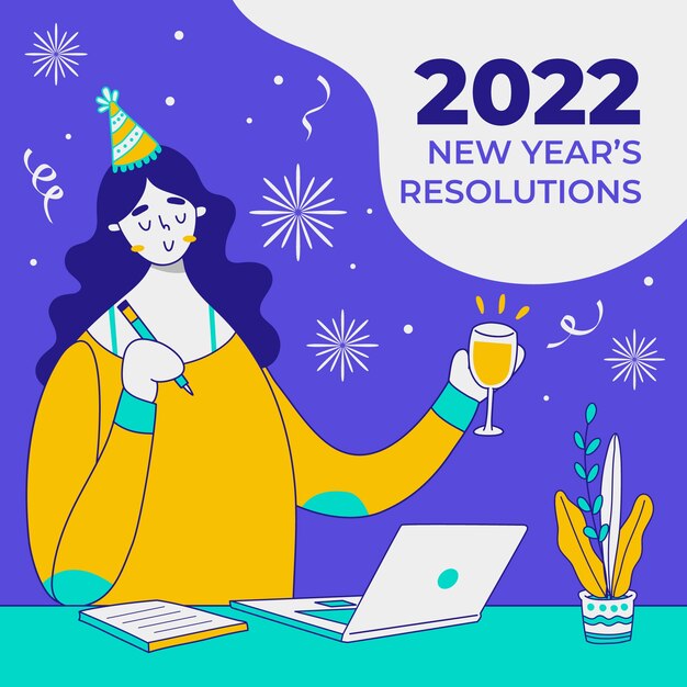 Dibujado a mano ilustración de resoluciones de año nuevo