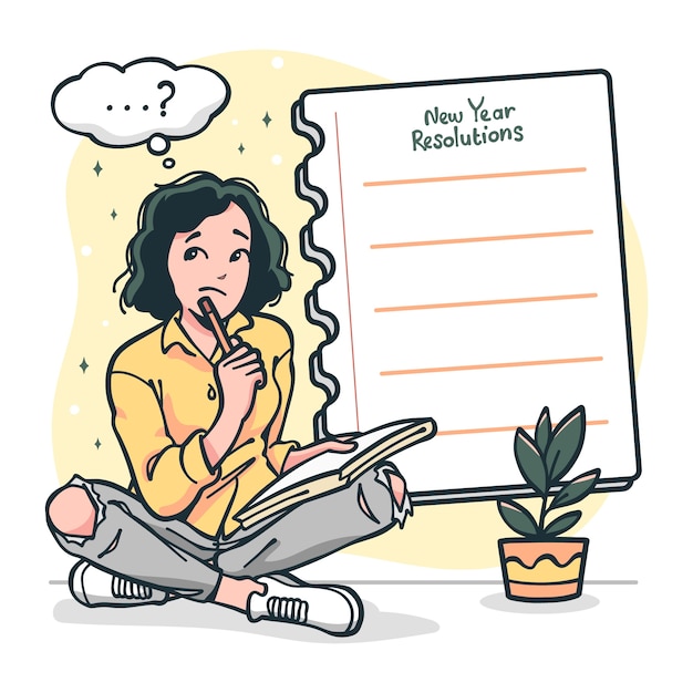 Dibujado a mano ilustración de resoluciones de año nuevo