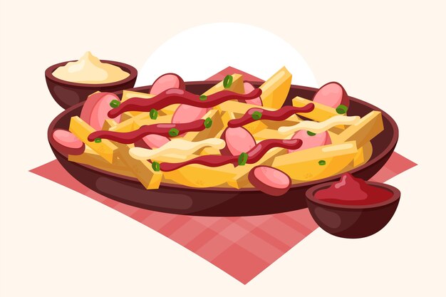 Dibujado a mano ilustración de salchipapa