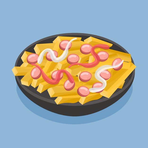 Dibujado a mano ilustración de salchipapa