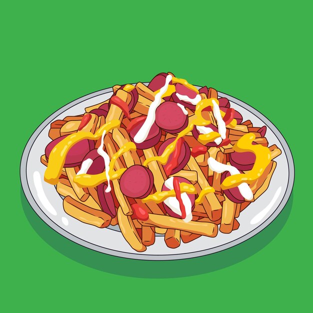 Dibujado a mano ilustración de salchipapa