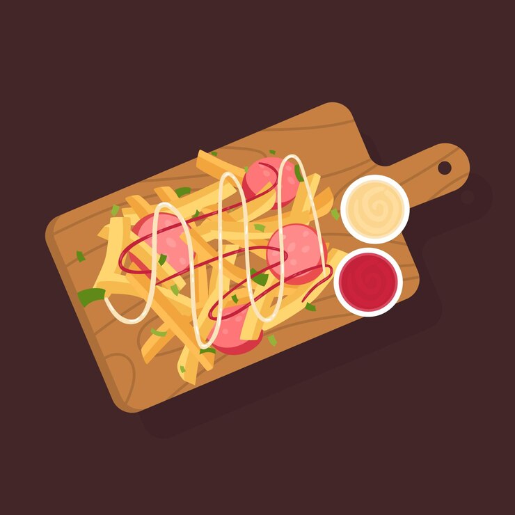 Vector gratuito dibujado a mano ilustración de salchipapa
