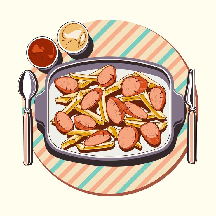 Vector gratuito dibujado a mano ilustración de salchipapa