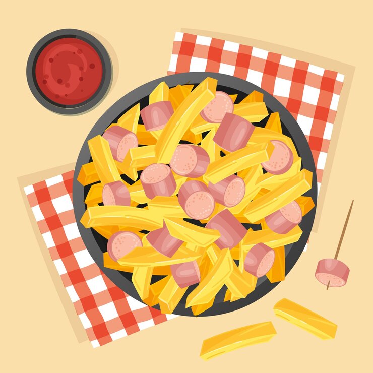 Vector gratuito dibujado a mano ilustración de salchipapa