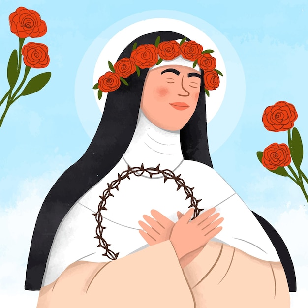 Dibujado a mano ilustración santa rosa de lima