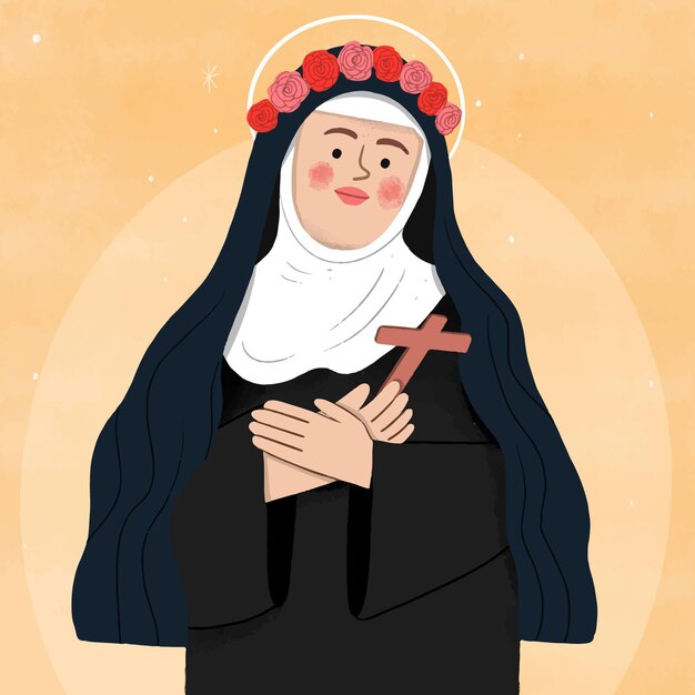 Dibujado a mano ilustración santa rosa de lima