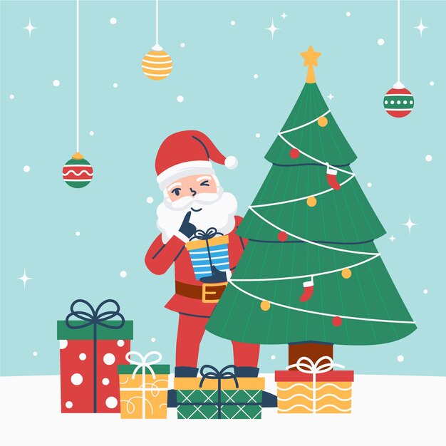 Dibujado a mano ilustración de santa secreta plana