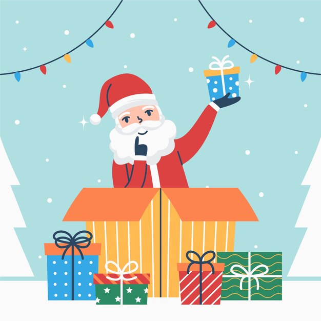 Dibujado a mano ilustración de santa secreta plana