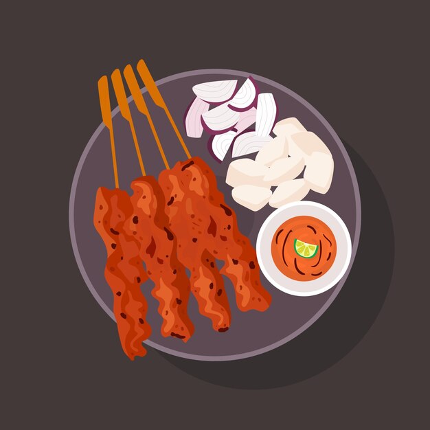 Dibujado a mano ilustración de satay