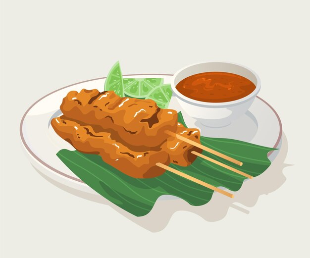 Dibujado a mano ilustración de satay