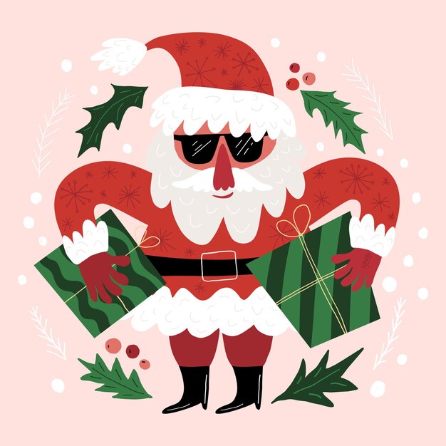 Dibujado a mano ilustración secreta de santa