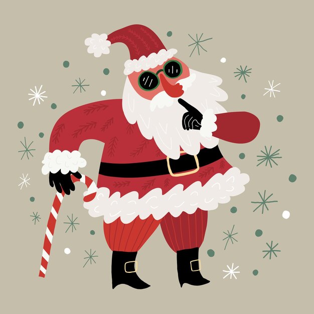Dibujado a mano ilustración secreta de santa