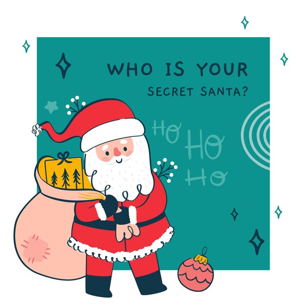 Dibujado a mano ilustración secreta de santa