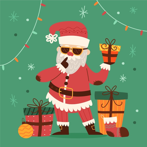 Dibujado a mano ilustración secreta de santa