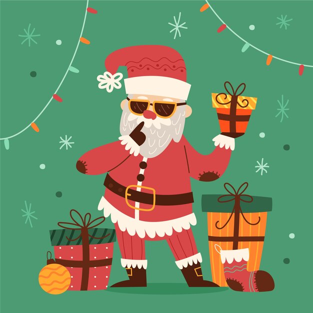 Dibujado a mano ilustración secreta de santa