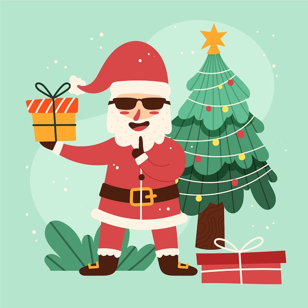 Vector gratuito dibujado a mano ilustración secreta de santa