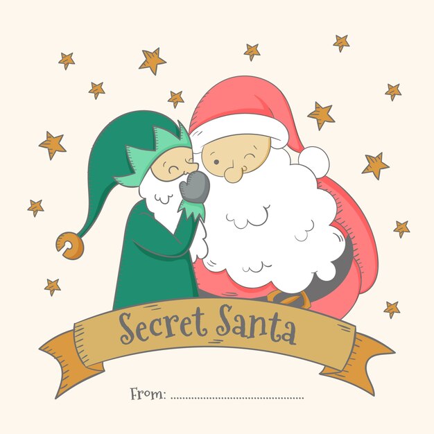 Dibujado a mano ilustración secreta de santa