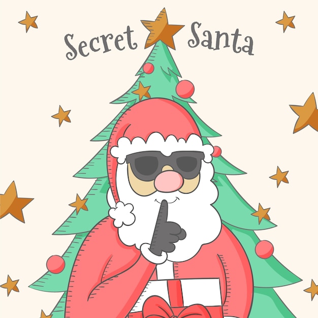 Dibujado a mano ilustración secreta de santa