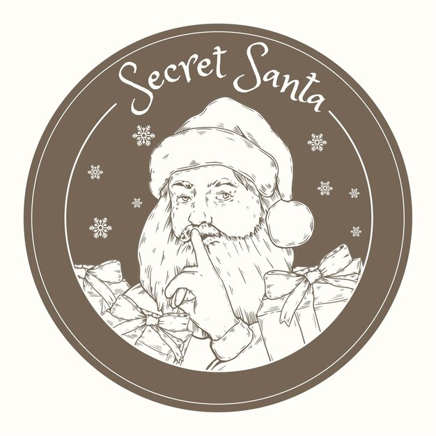 Dibujado a mano ilustración secreta de santa
