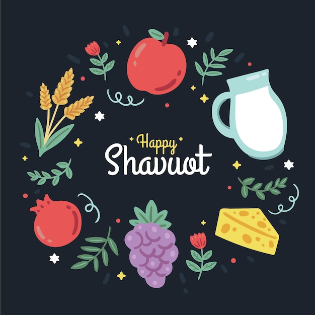 Vector gratuito dibujado a mano ilustración de shavuot