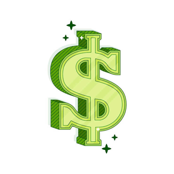 Vector gratuito dibujado a mano ilustración de signo de dólar de dibujos animados