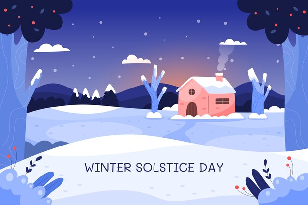 Dibujado a mano ilustración de solsticio de invierno plano