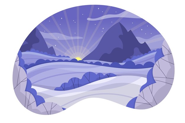 Dibujado a mano ilustración de solsticio de invierno plano