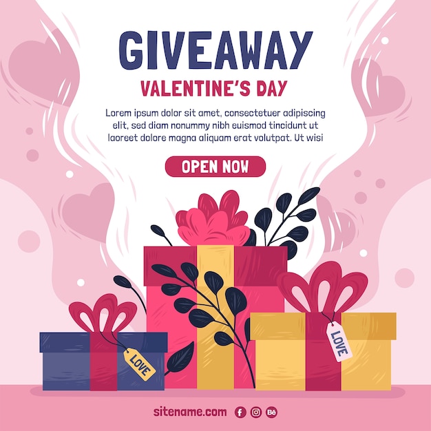 Vector gratuito dibujado a mano ilustración de sorteo de san valentín