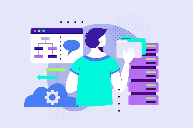 Dibujado a mano ilustración de sql de diseño plano