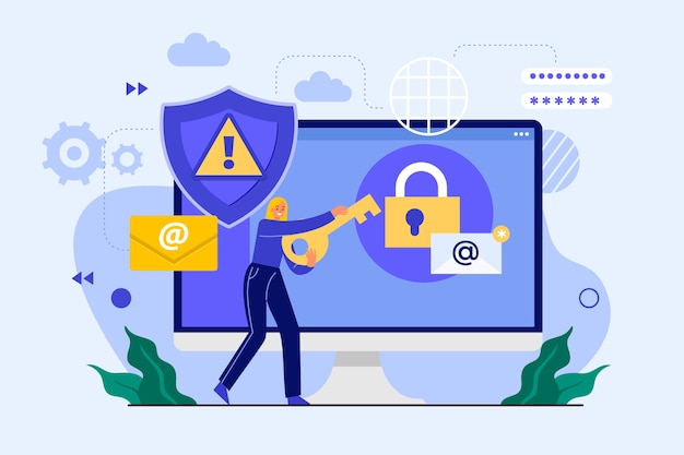 Dibujado a mano ilustración de ssl de diseño plano